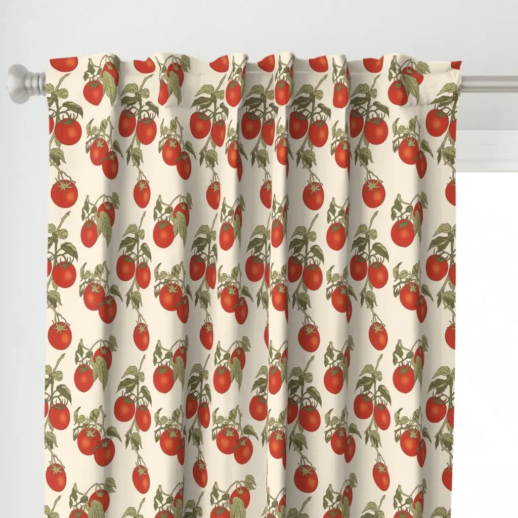 Tomato Wallpaper Creme Curtain Panel - Tomato Red alternate view