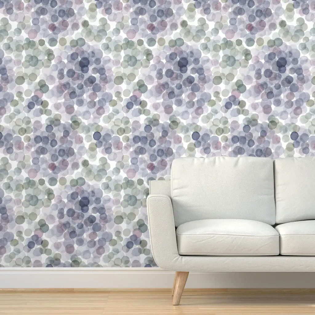 Tonal Abstract Watercolour Hydrangeas Peel and Stick Wallpaper - Dusty Blue product