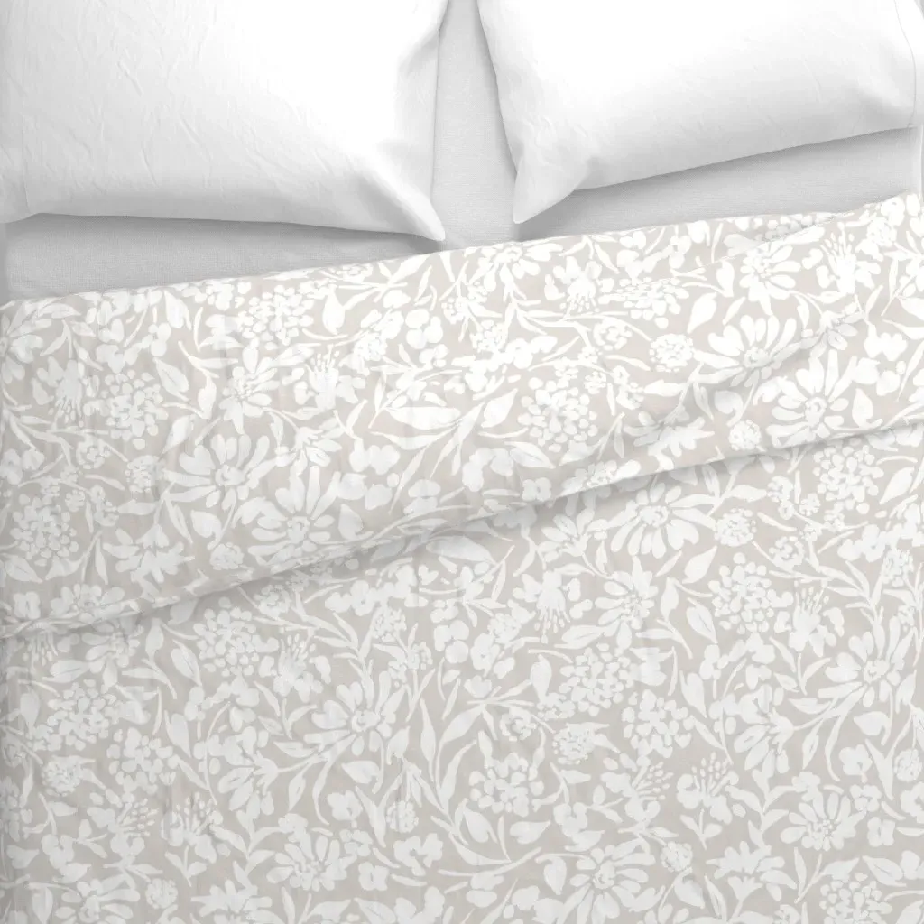 Tonal Ditsy Floral Medium Duvet Cover - White alternate view