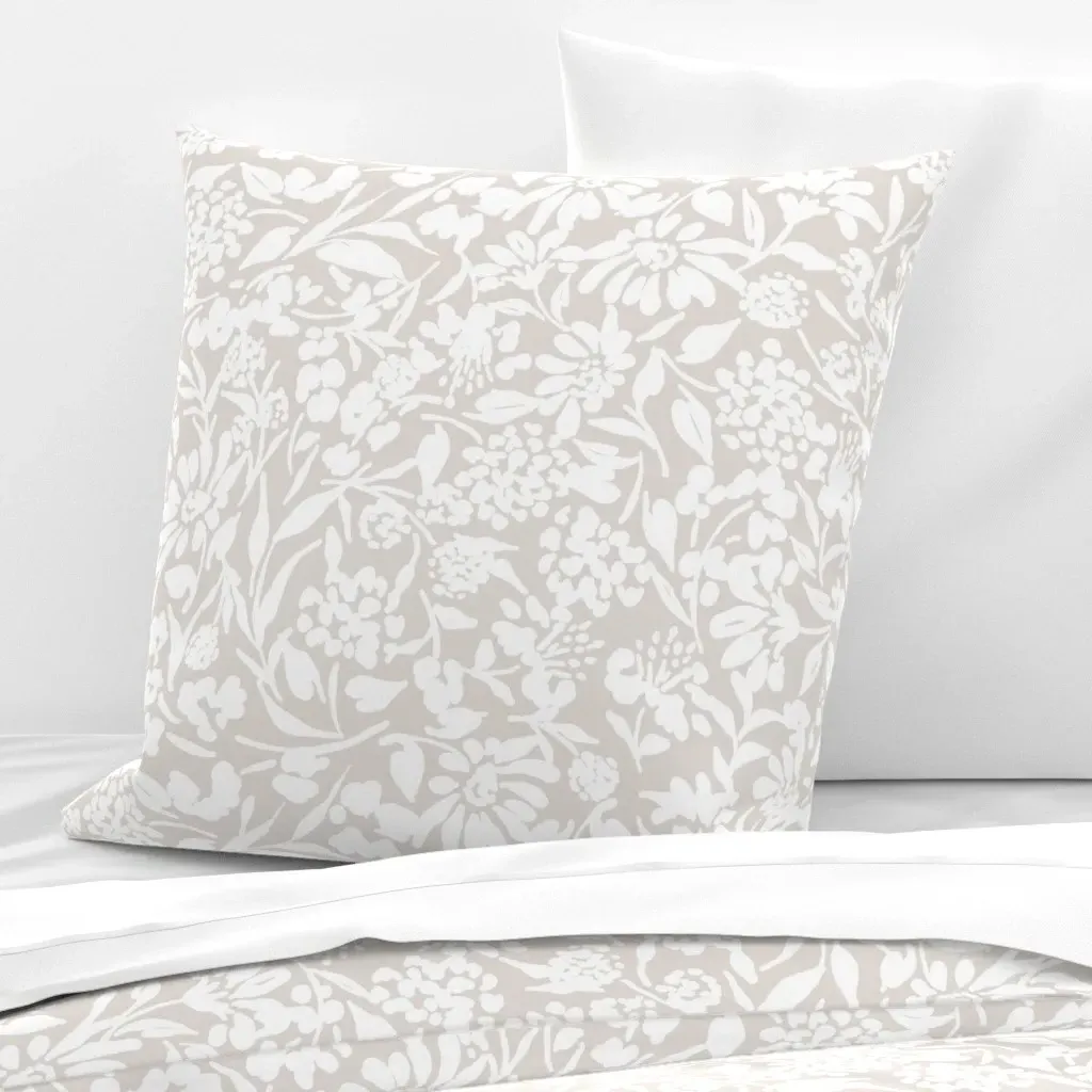 Tonal Ditsy Floral Silhouette Euro Pillow Sham - Ivory product