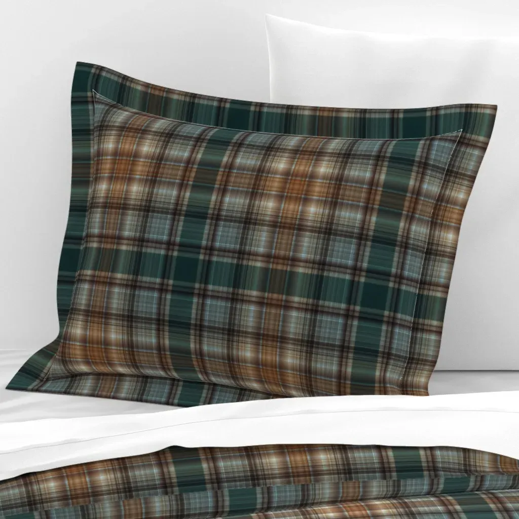 Tonal Gingham Plaid Standard Flanged Pillow Sham - Brown, Cotton Sateen product