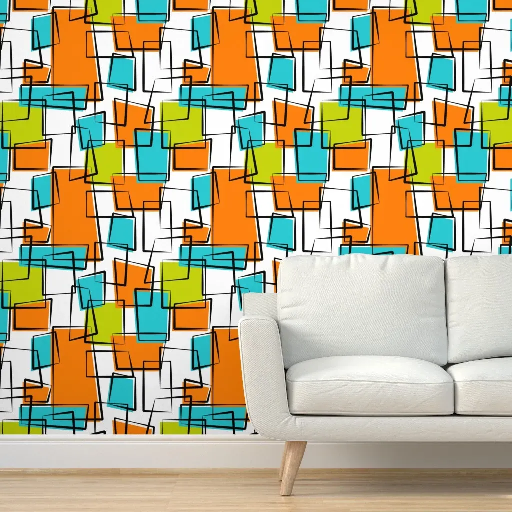 Tonya Newton Mobox-Ola5 Peel and Stick Wallpaper - Orange, Teal product