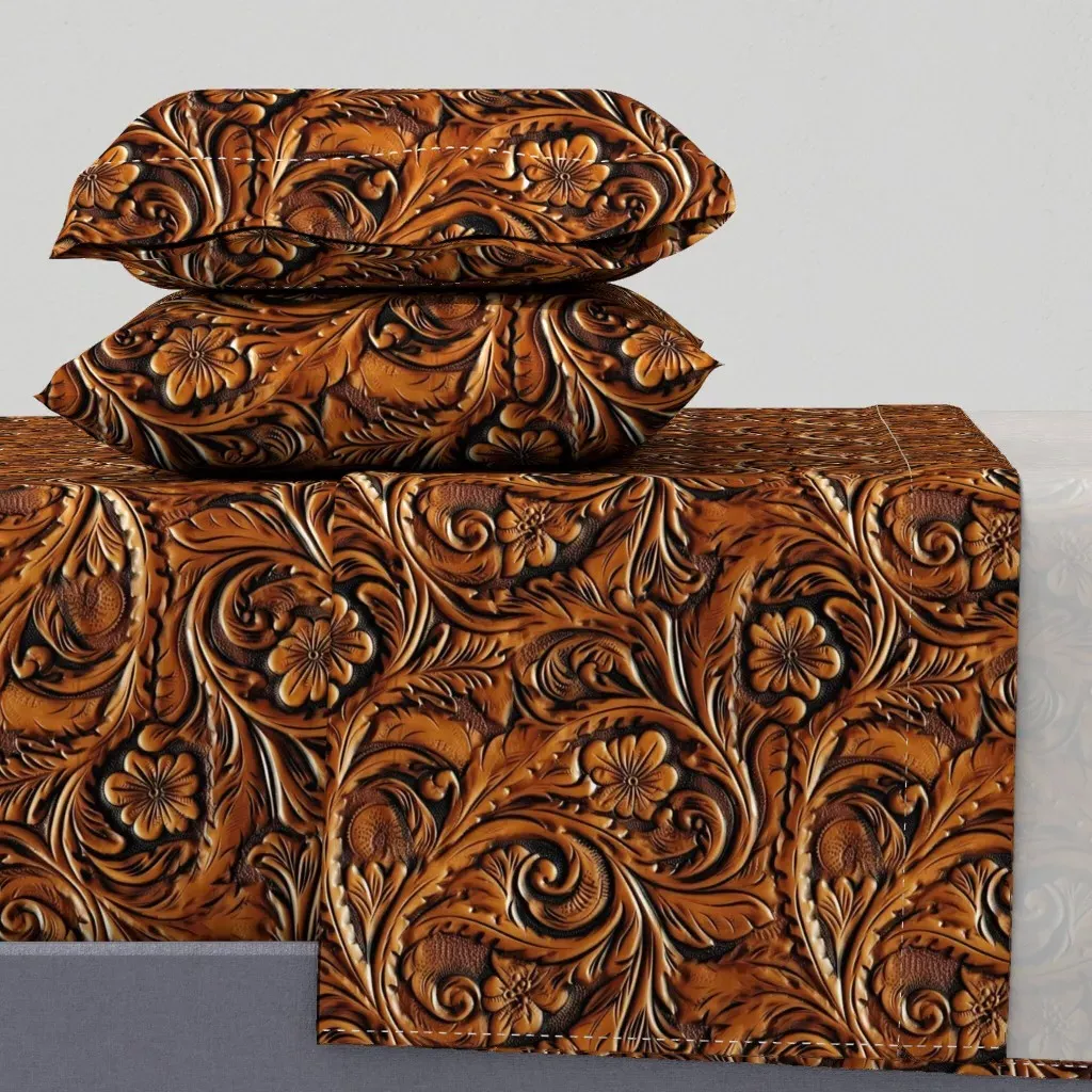 Tooled Leather King Size Sheet Set - Brown product