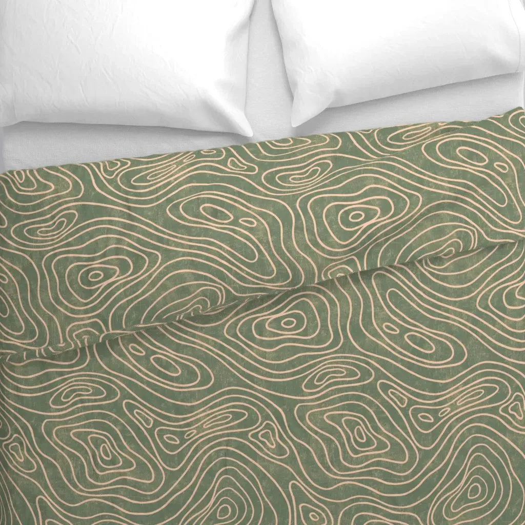 Topo Map Large Duvet Cover - Beige alternate view