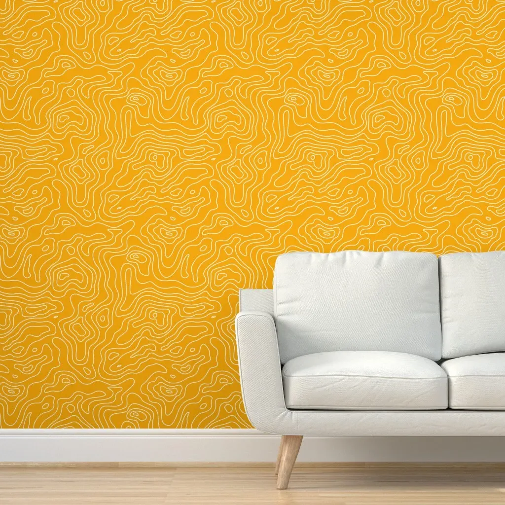Topo Map Wave Stripe Peel and Stick Wallpaper - Orange product