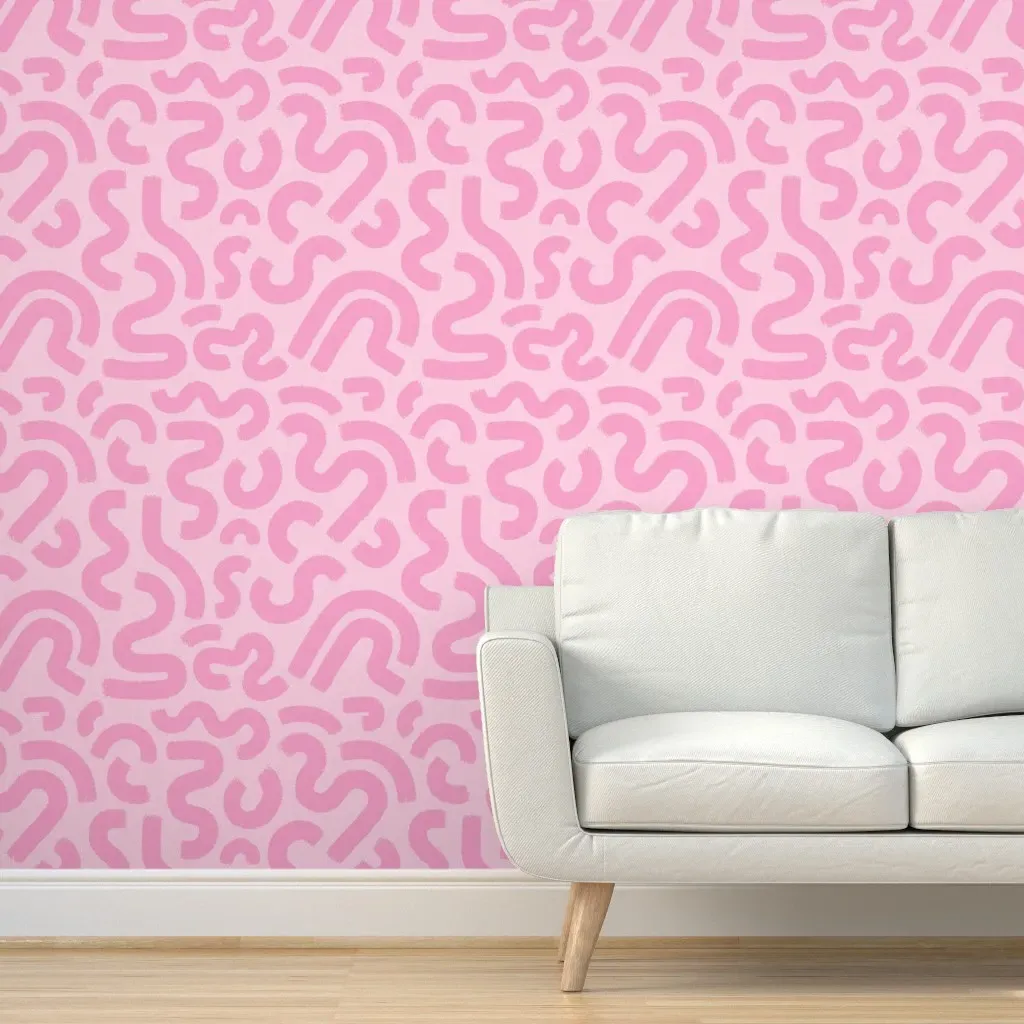 Topsy Turvy Peony Squiggles Peel and Stick Wallpaper - Pink product