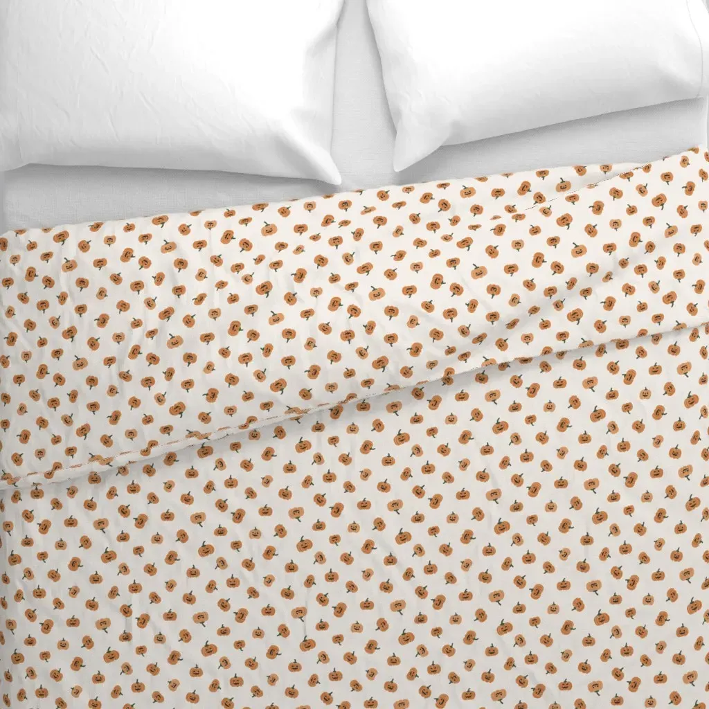 Tossed Halloween Jack-O-Lantern Duvet Cover - Orange alternate view