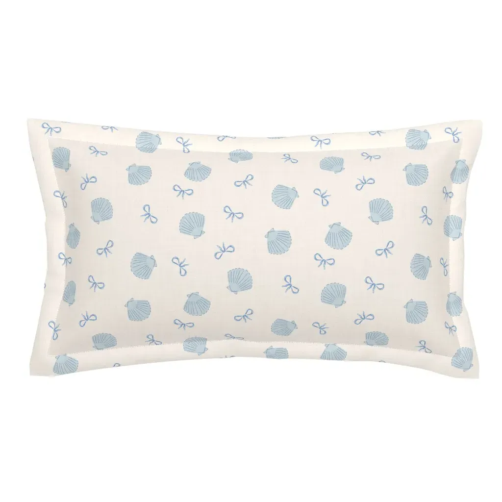 Tossed Scallop Shells and Coquette Bows King Pillow Sham - Blue, Linen product