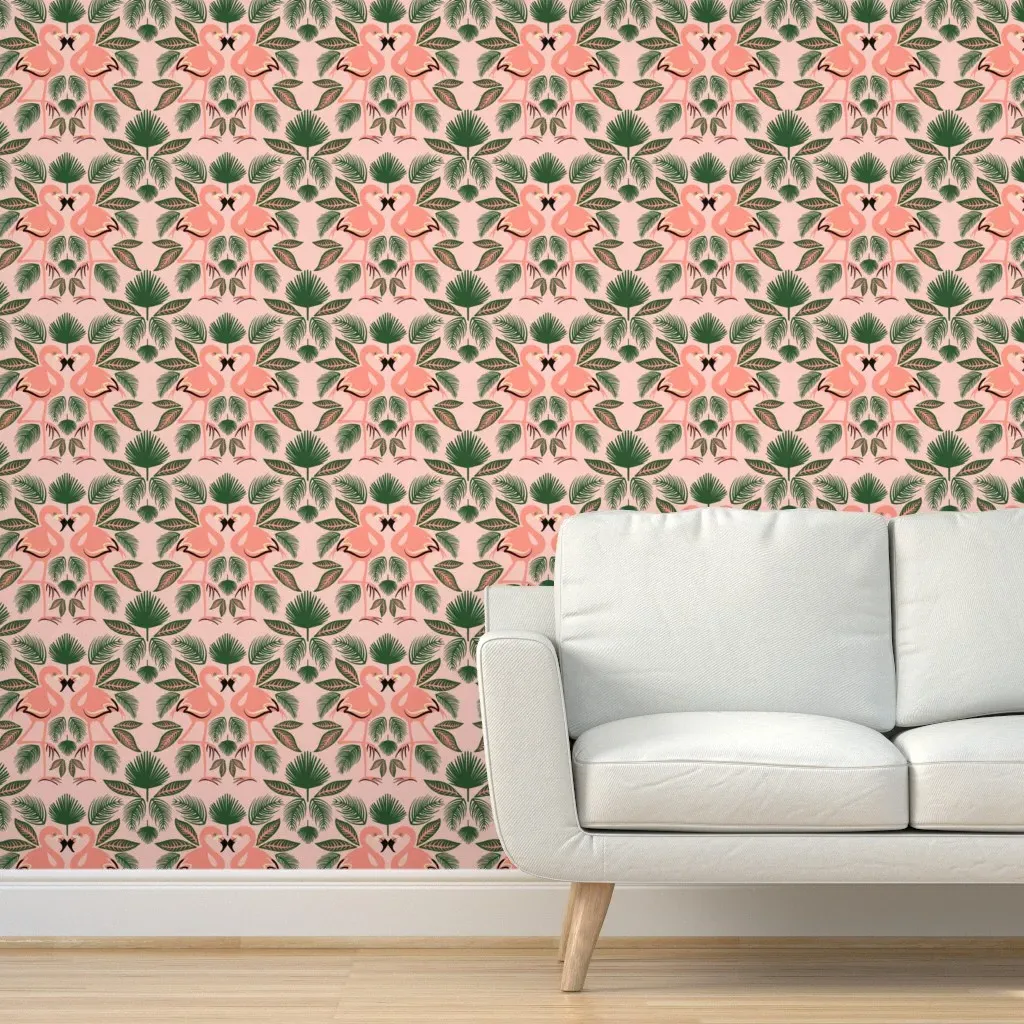 Totally Tropical Flamingo & Palm Peel and Stick Wallpaper - Pink product