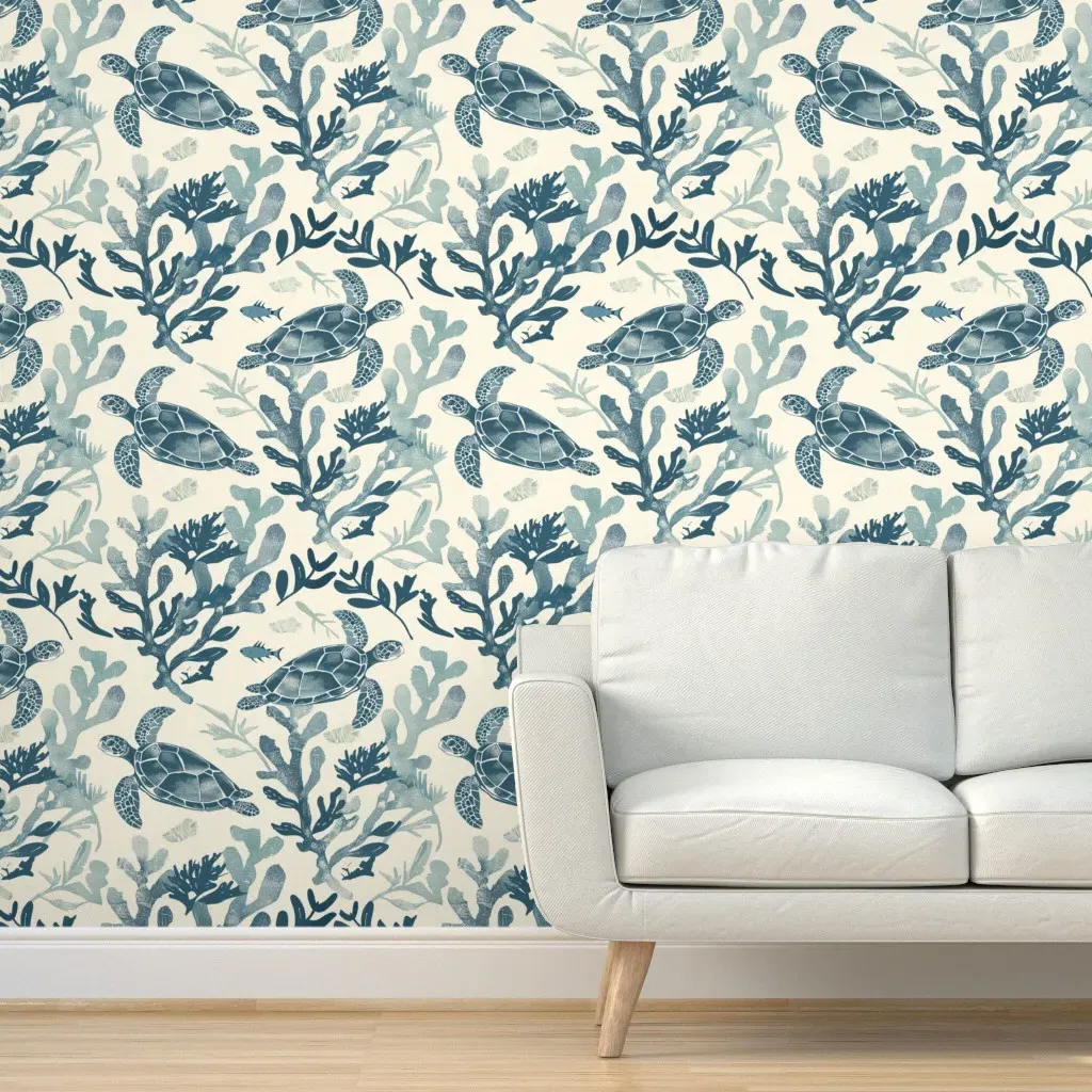 Totally Turtle 2 Peel and Stick Wallpaper - Deep Blue product