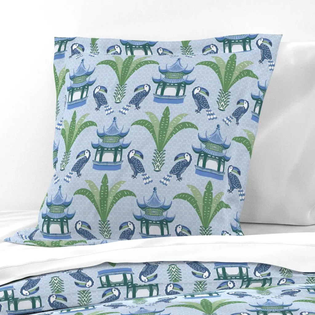 Toucan Pagoda Euro Pillow Sham - Blue product