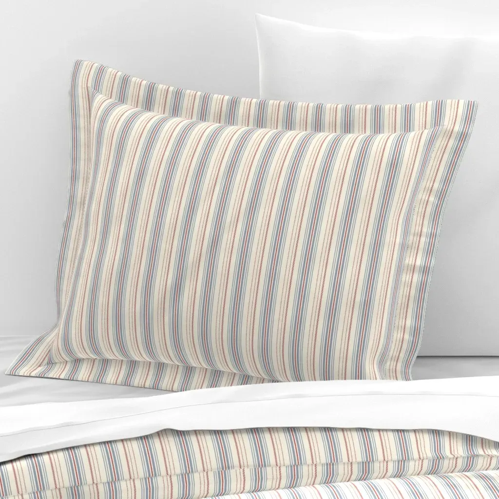 Toulouse French Ticking Standard Flanged Cushion Cover - Light Beige, Cotton Sateen product