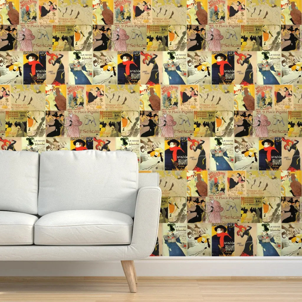 Toulouse Lautrec Posters Peel and Stick Wallpaper - Brown product