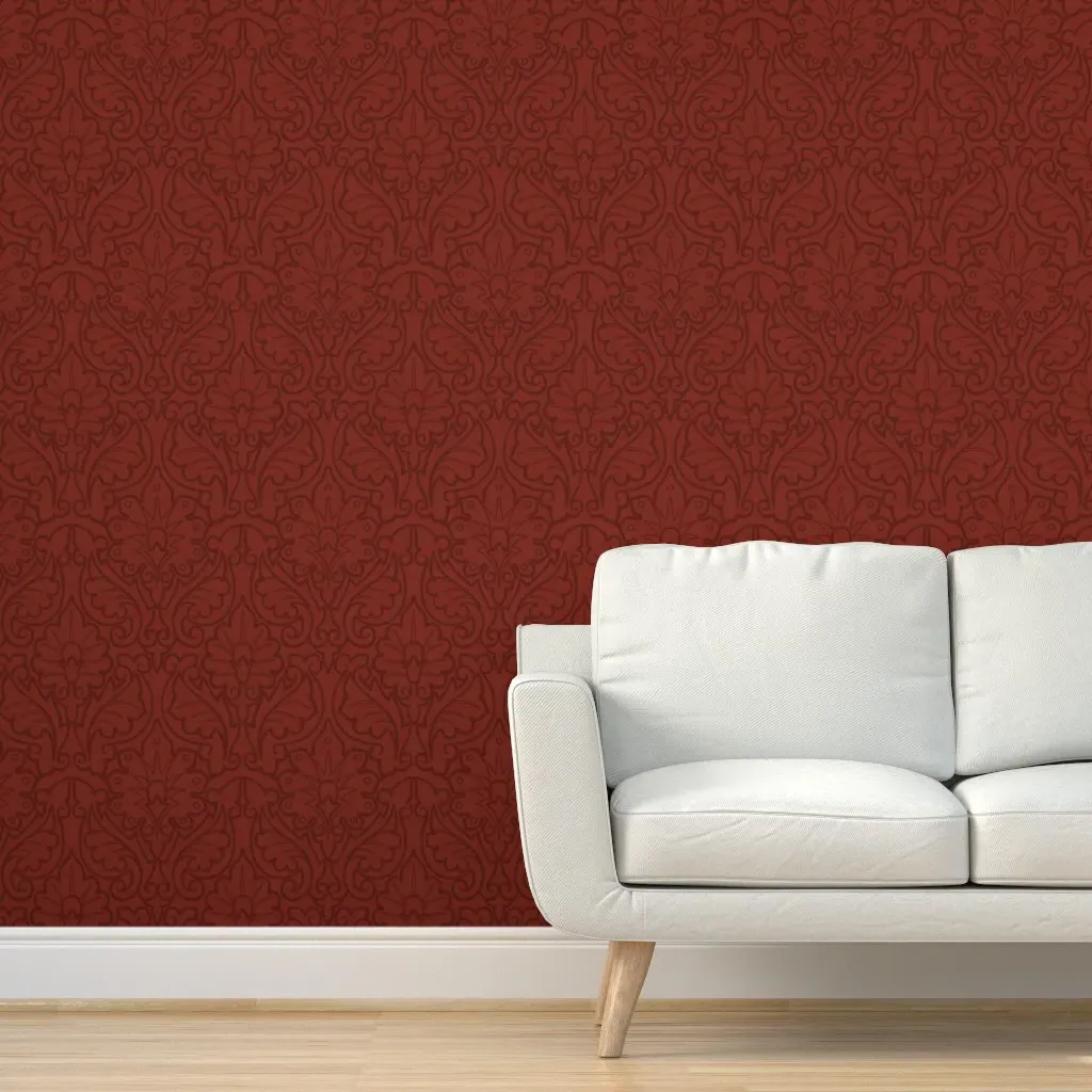 Tracery Damask Peel and Stick Wallpaper - Burgundy product