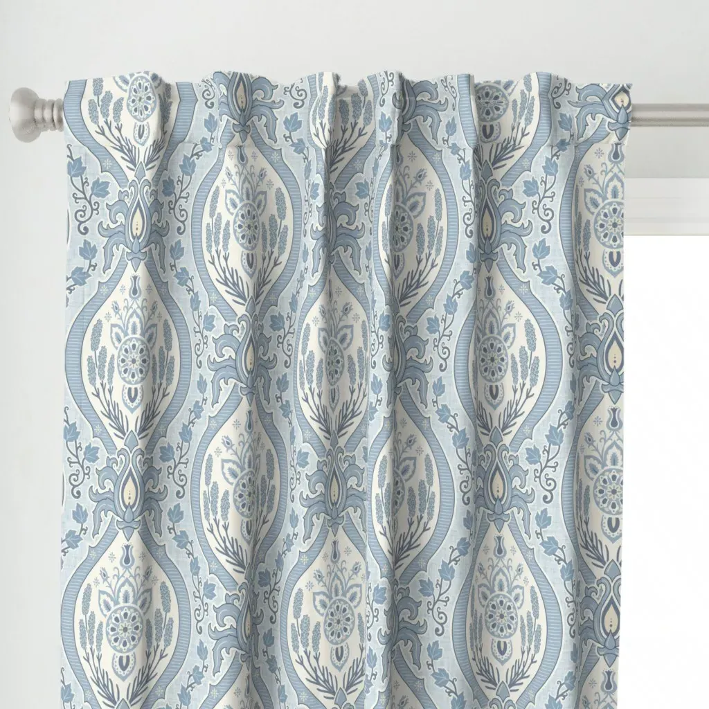 Traditional French Curtain Panel - Dusty Blue alternate view