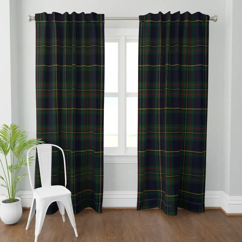 Traditional Tartan Plaid Curtain Panel - Navy Blue product