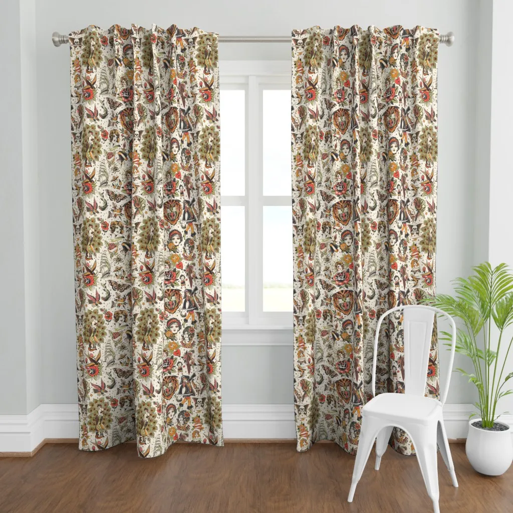 Traditional Tattoo Flash Curtain Panel - Red product