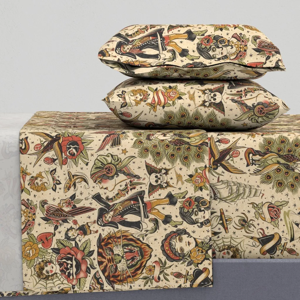 Traditional Tattoo Flash Twin XL Sheet Set - Red product