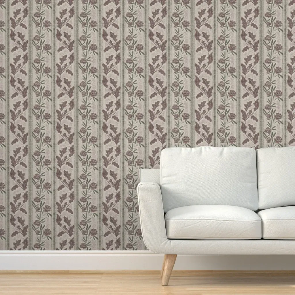 Trailing Botanical Stripe Peel and Stick Wallpaper - Mauve product