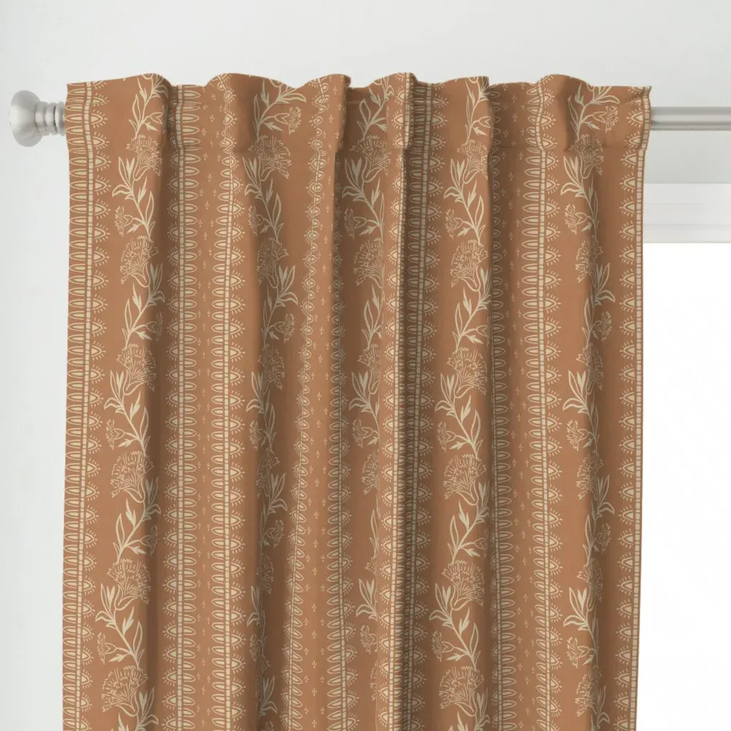 Trailing Carnations Medium Curtain Panel - Beige alternate view