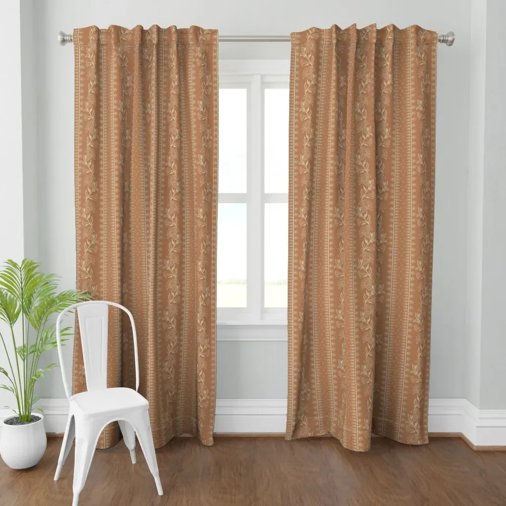 Trailing Carnations Medium Curtain Panel - Beige product