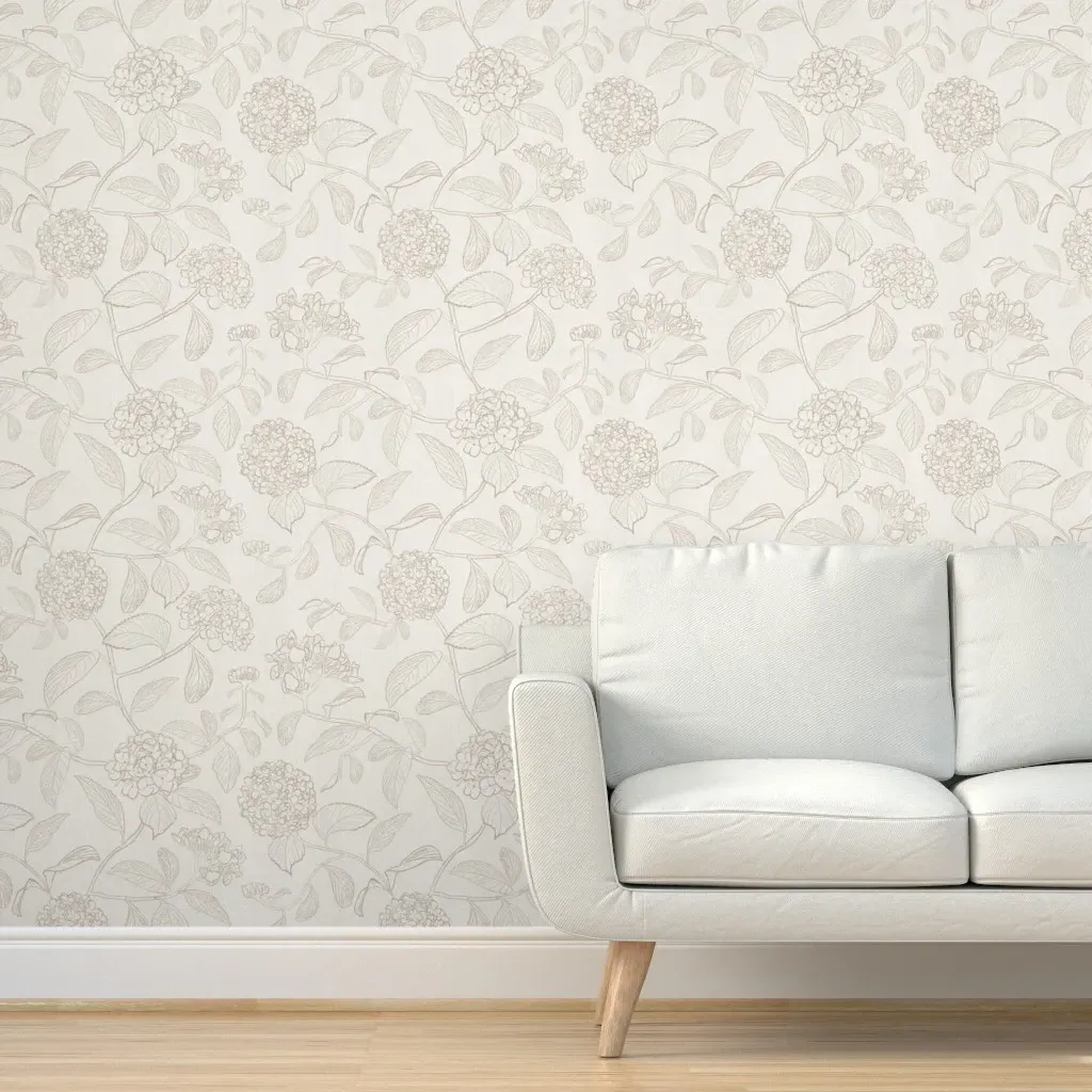 Trailing Floral Hydrangea Peel and Stick Wallpaper - Beige product