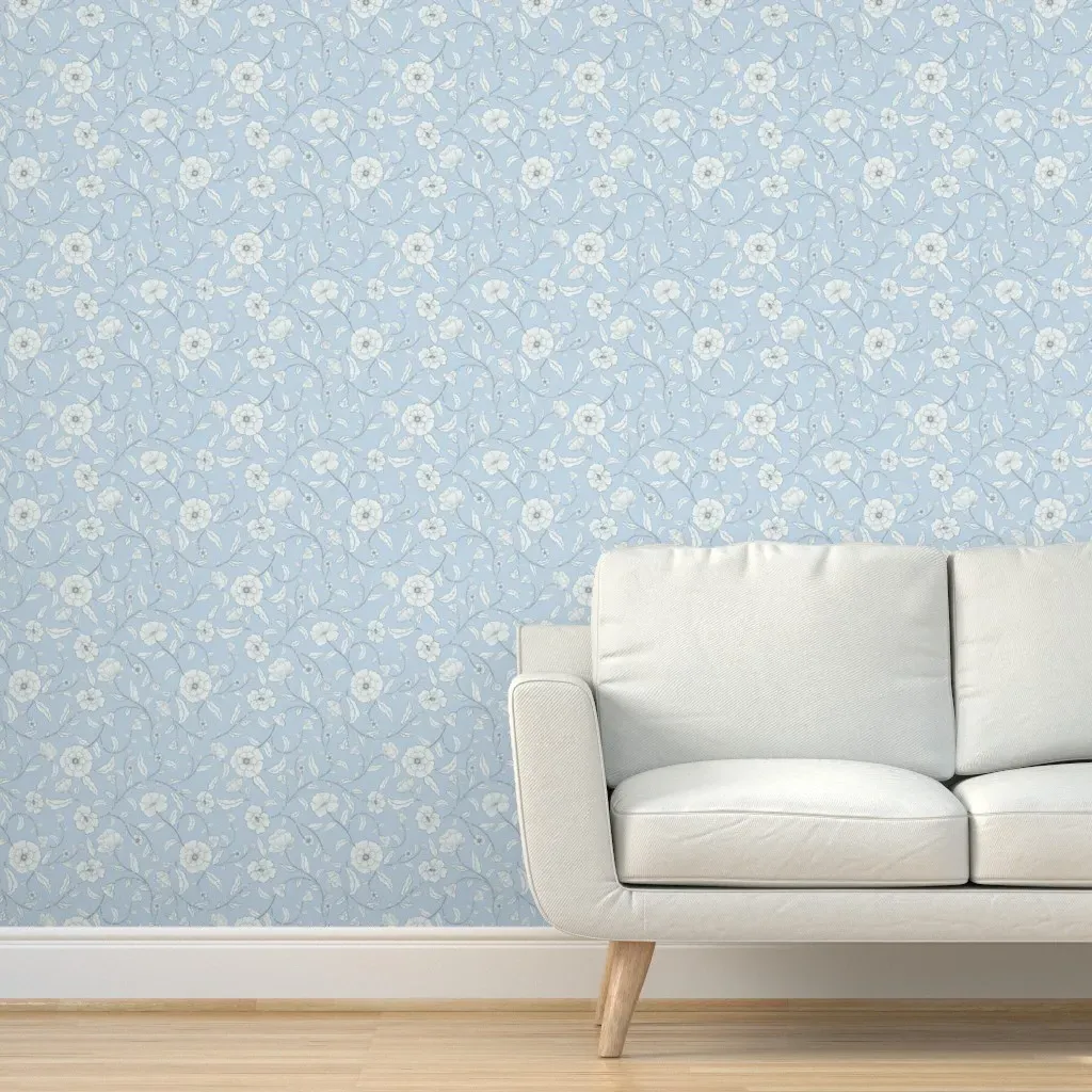 Trailing Floral Peel and Stick Wallpaper - Sky Blue product