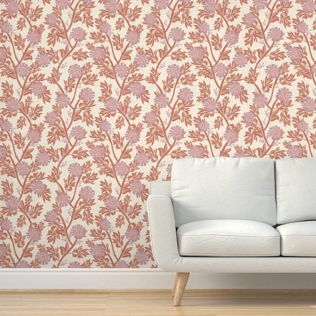 Trailing Floral Wavy Stripe Peel and Stick Wallpaper - Terracotta product