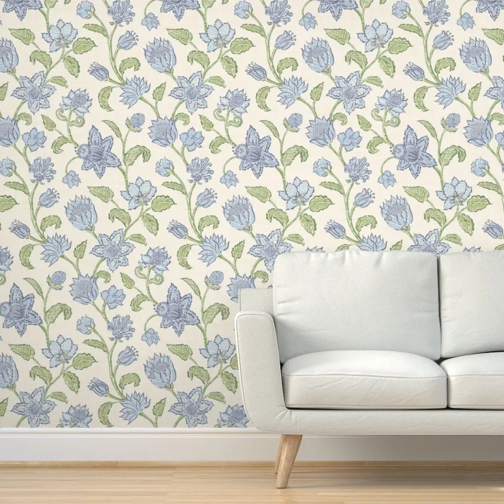 Trailing Indian Floral Chintz Peel and Stick Wallpaper - Blue, Green product