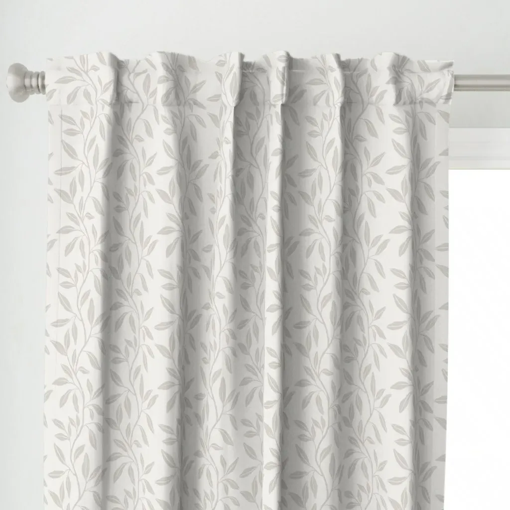 Trailing Leafy Curtain Panel - Light Taupe alternate view