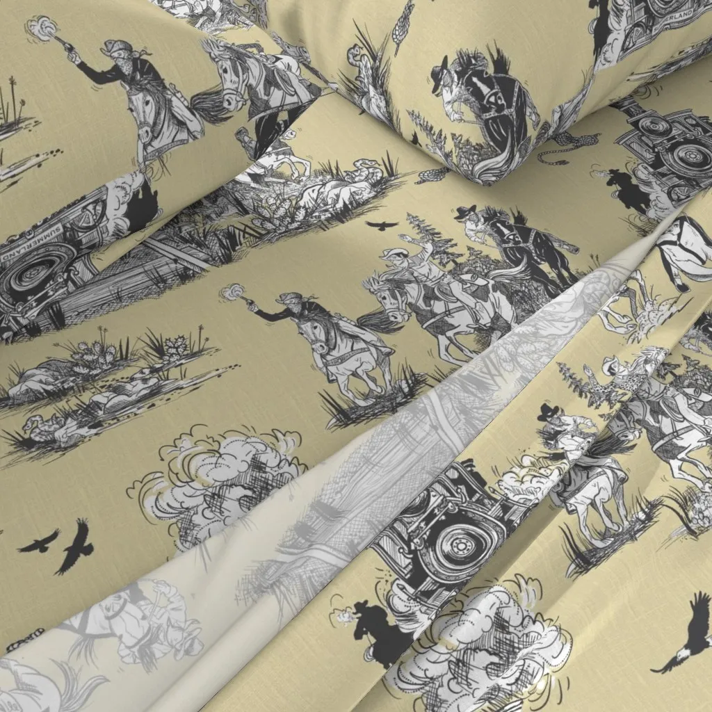 Train Robbery Toile Twin Sheet Set - Black alternate view