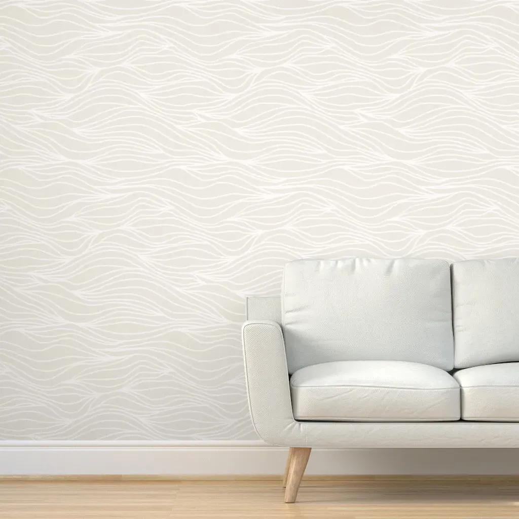 Tranquil Neutral Waves Peel and Stick Wallpaper - Off-White product
