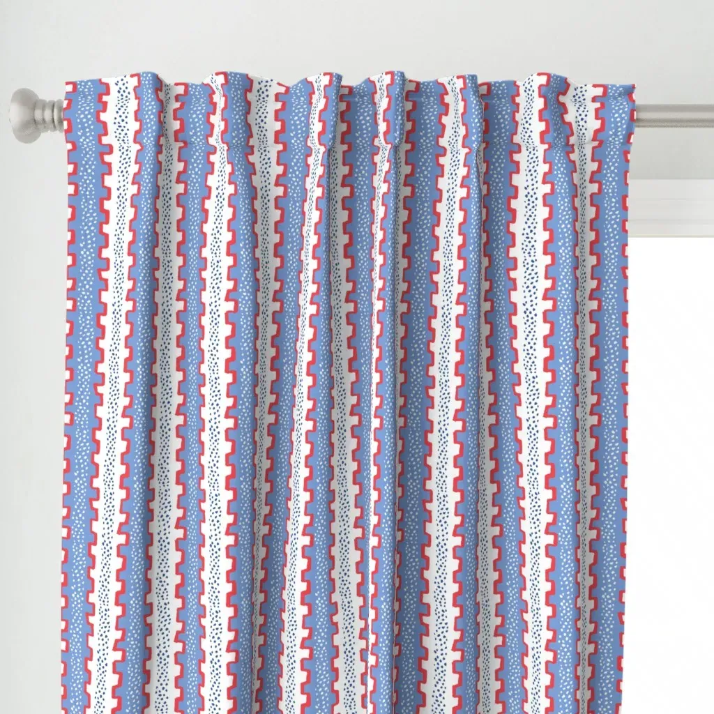 Travis Stripe Americana Curtain Panel - Periwinkle Blue alternate view