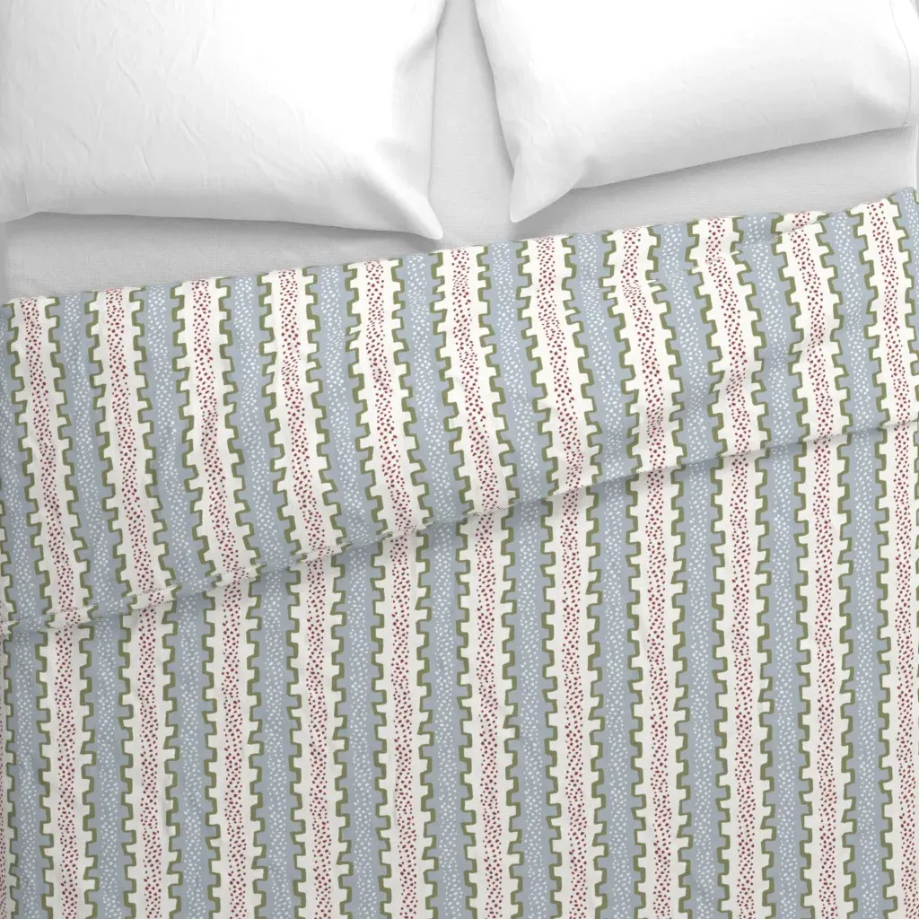 Travis Stripe Custom Duvet Cover - Dusty Blue alternate view