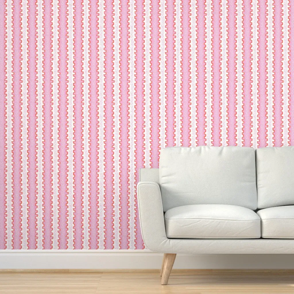 Travis Stripe Peel and Stick Wallpaper - Coral Pink product