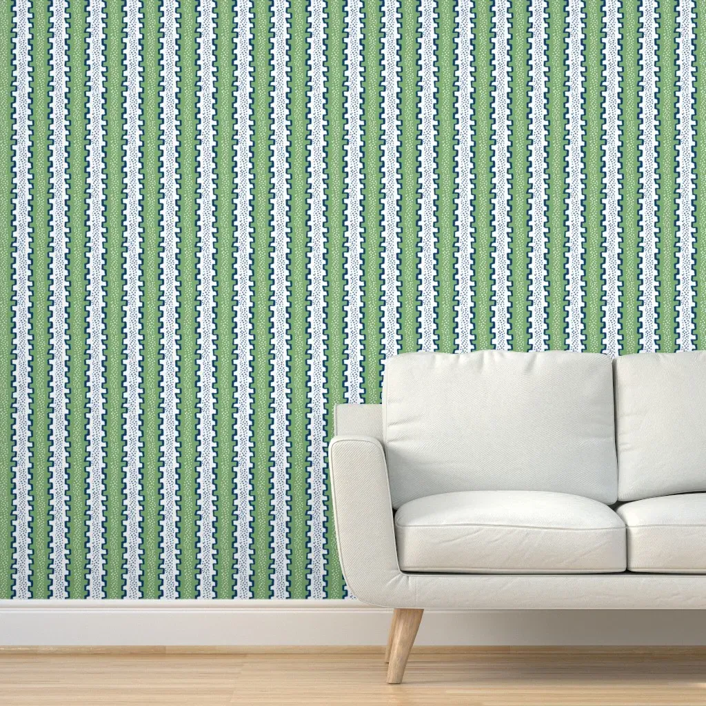 Travis Stripe Peel and Stick Wallpaper - Green, Navy product