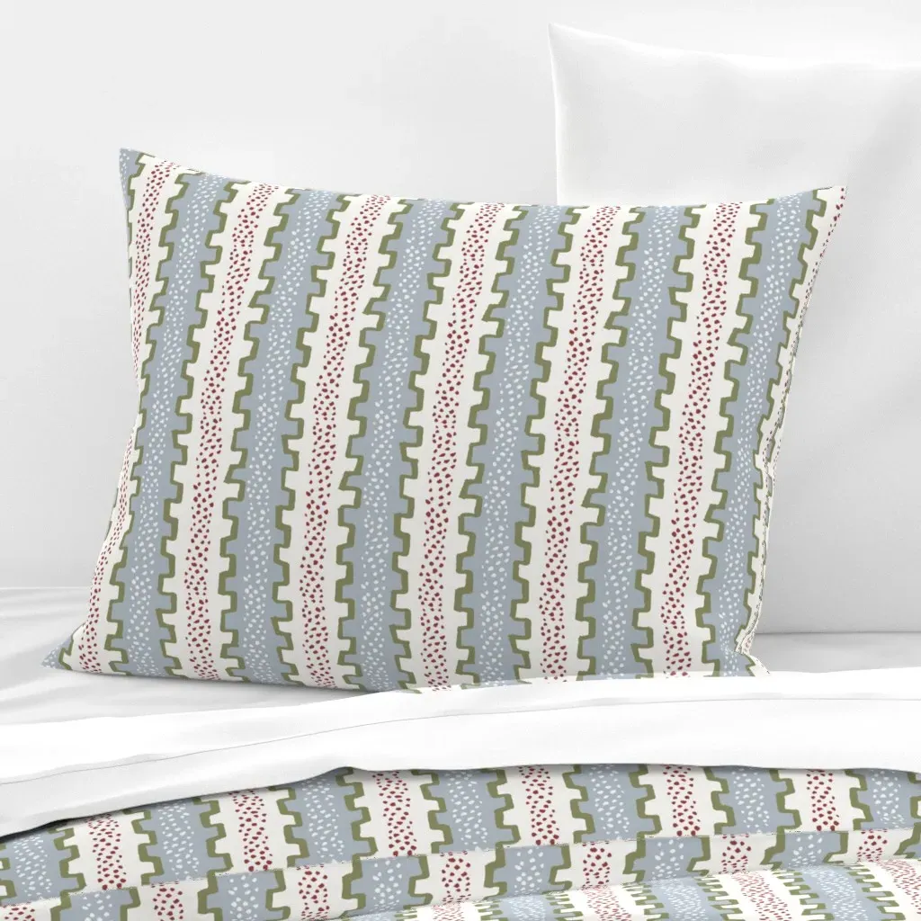 Travis Stripe Standard Knife Edge Cushion Cover - Dusty Blue, Cotton Sateen product
