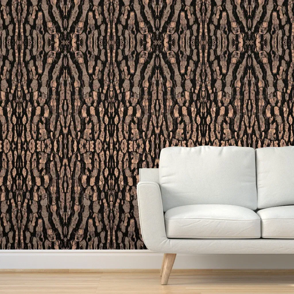 Tree Bark Rustic Textured Peel and Stick Wallpaper - Dark Brown product