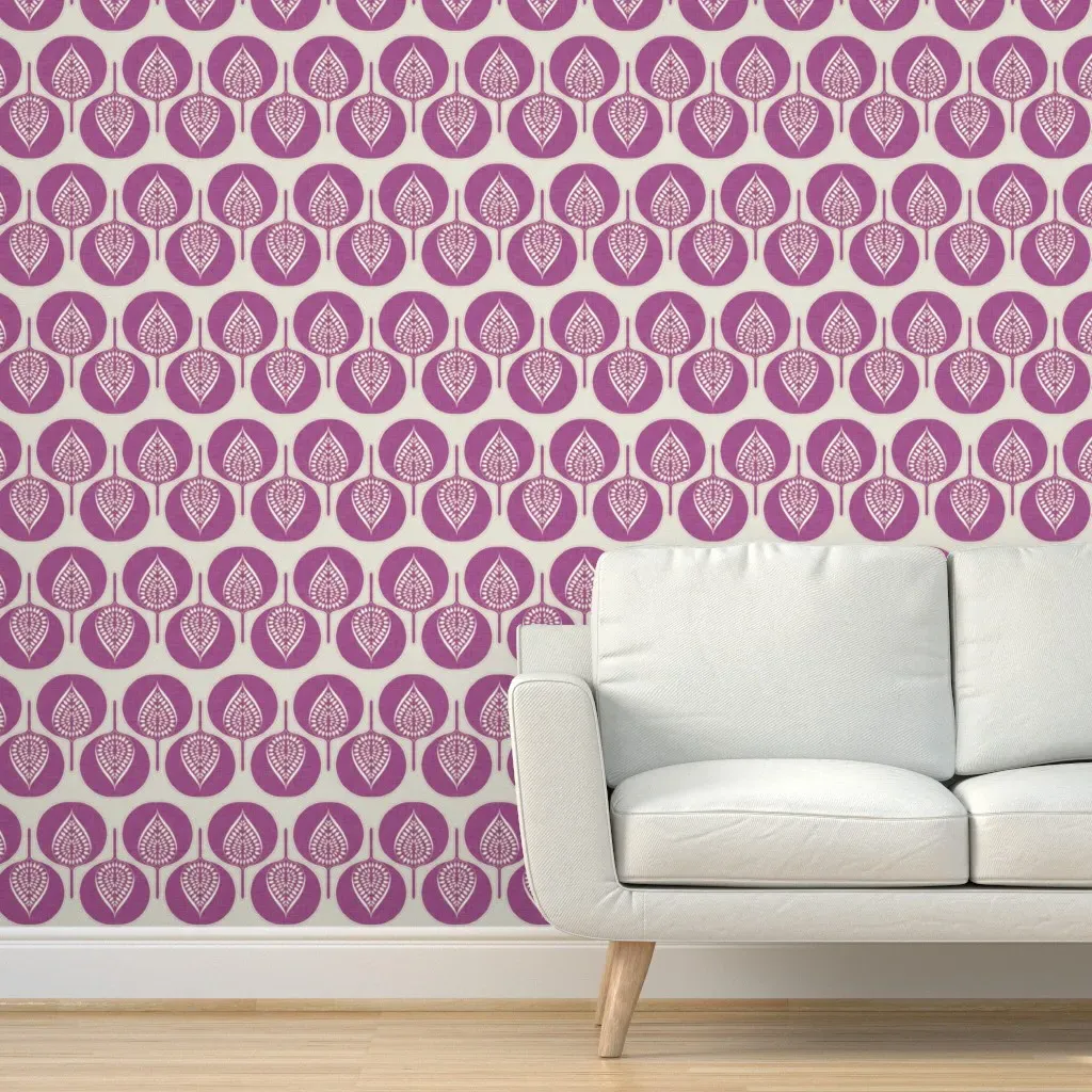 Tree Hearts Peel and Stick Wallpaper - Purple, Linen product