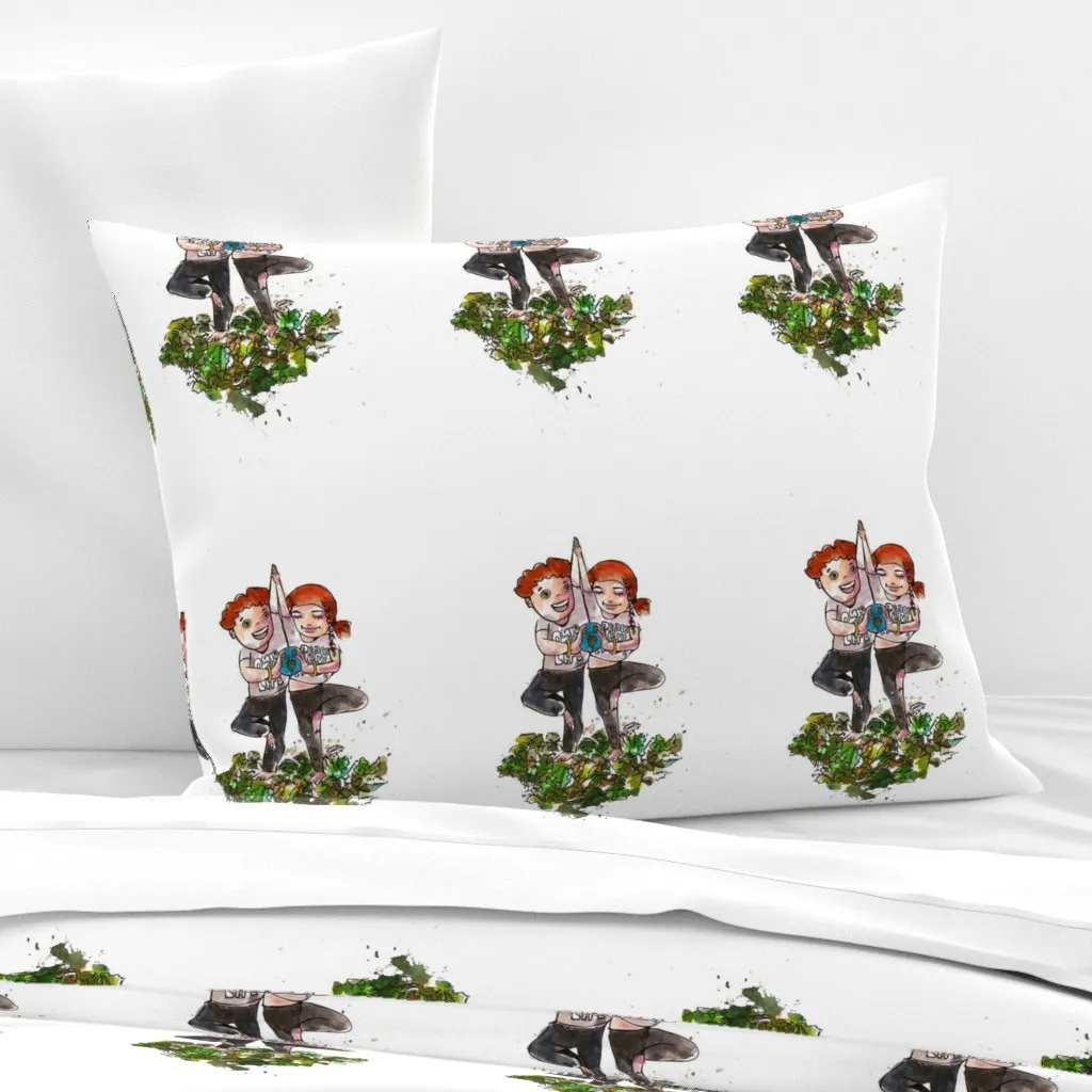 Tree Pose Together Standard Knife Edge Pillow - Green, Cotton Sateen product