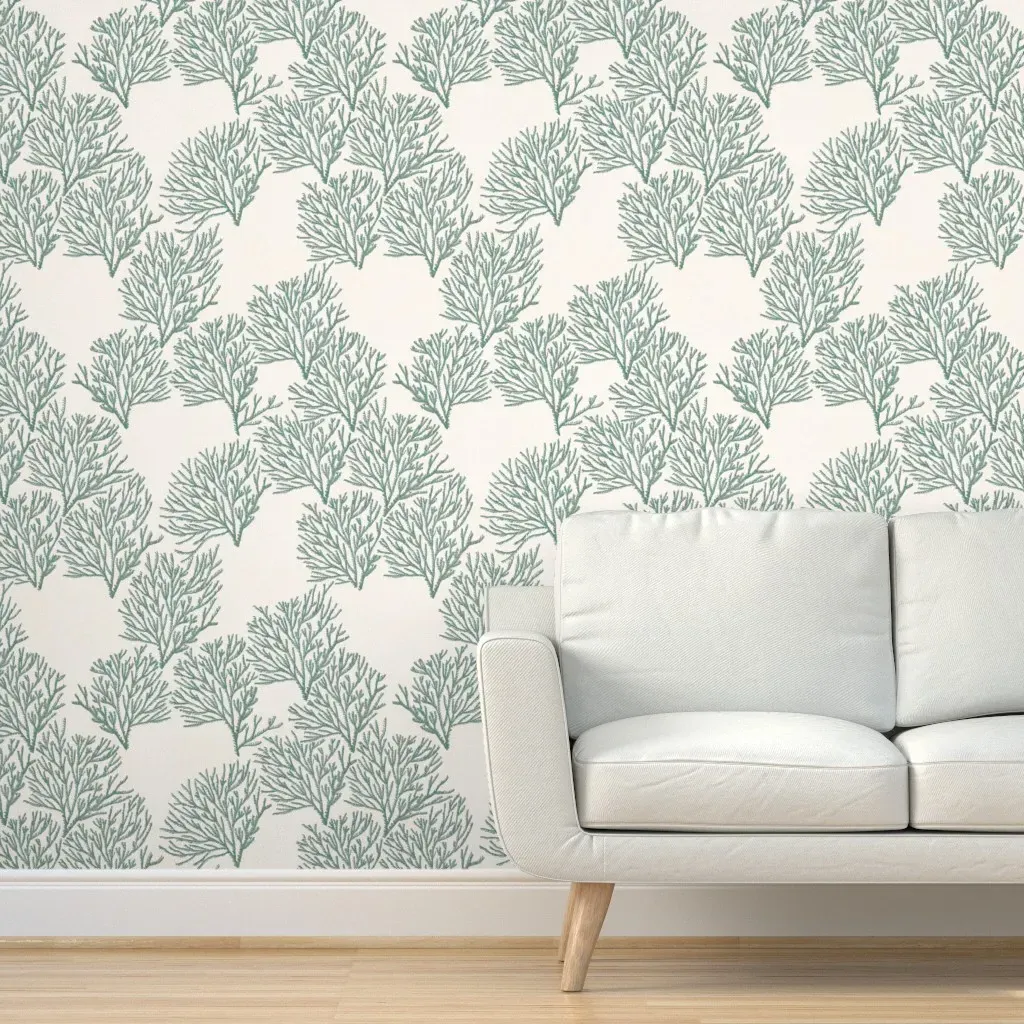 Treelike Marine Plants Peel and Stick Wallpaper - Teal product