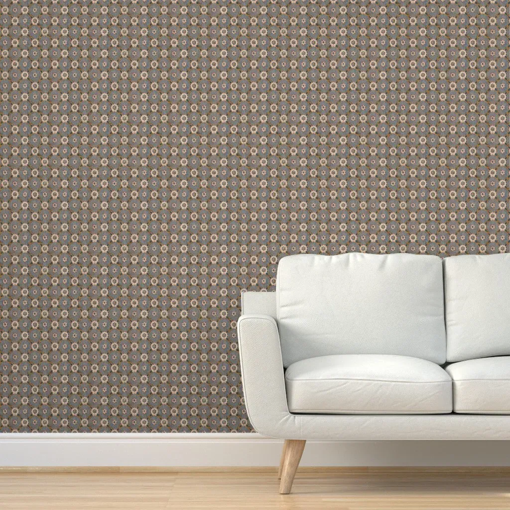 Trelliage And Blots Peel and Stick Wallpaper - Indigo product