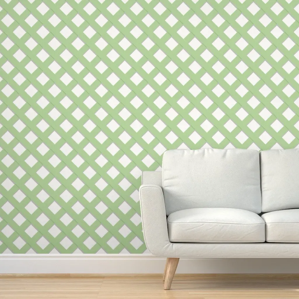 Trelliage Diagonal Trellis Peel and Stick Wallpaper - Soft Green product