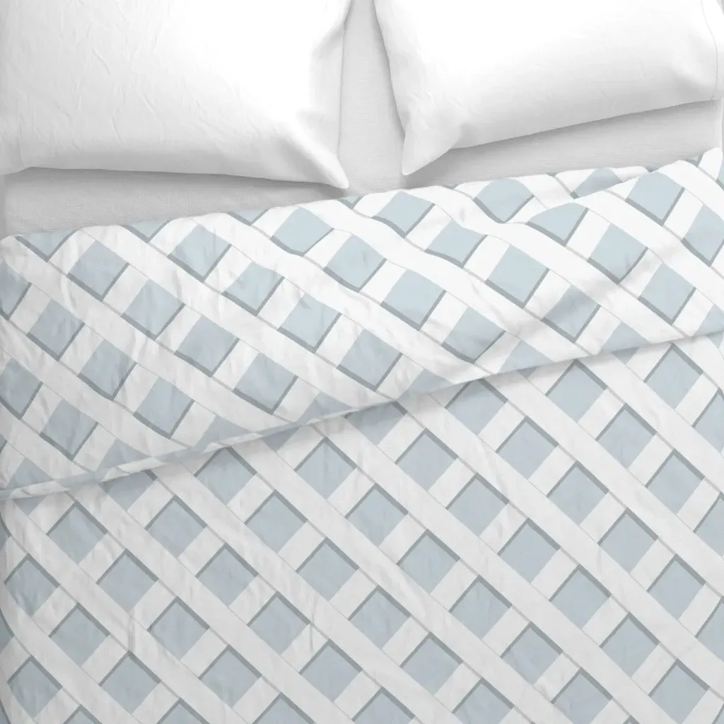 Trelliage Reverse French Blue Duvet Cover - White alternate view