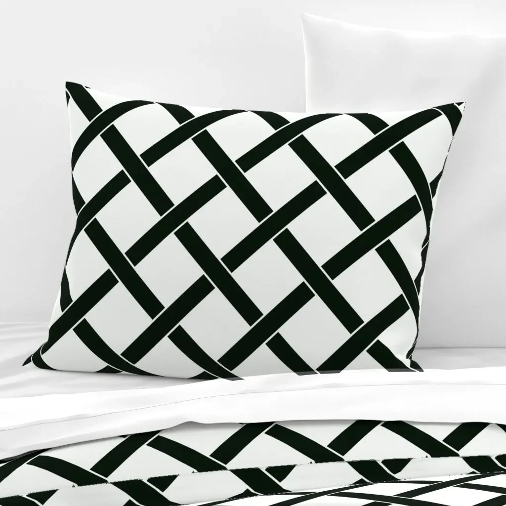 Trellis Diamond Standard Knife Edge Pillow - Black, Cotton Sateen product