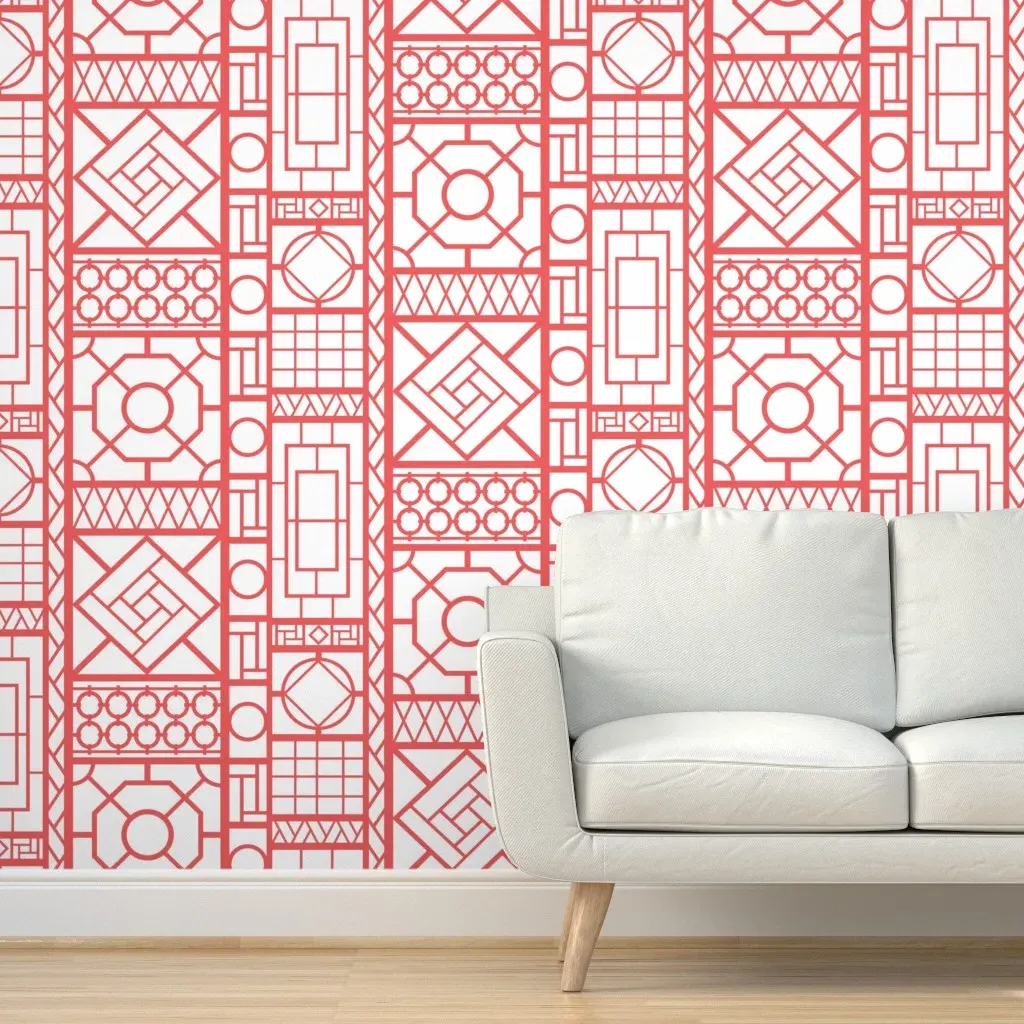 Trellis Peel and Stick Wallpaper - Coral product