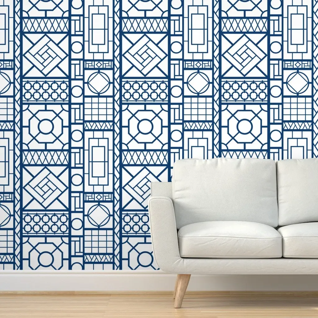 Trellis Peel and Stick Wallpaper - Navy Blue, White product