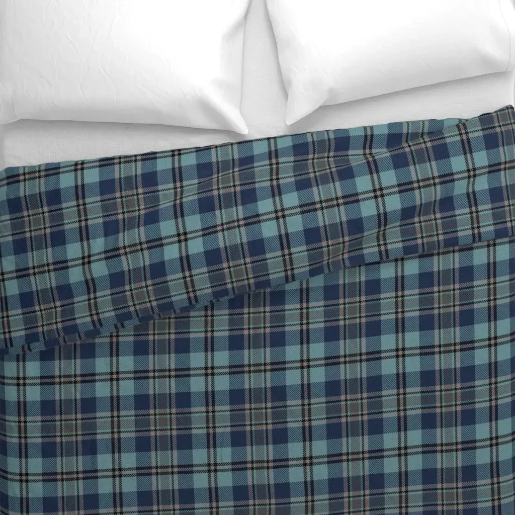 Trendy Blue Plaid 2 Duvet Cover - Blue alternate view