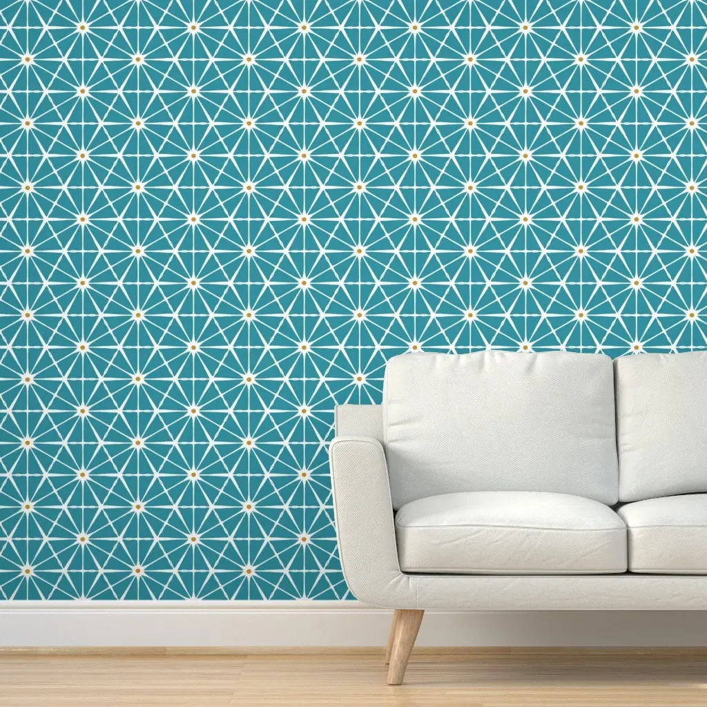 Triangle Lattice Geometric Peel and Stick Wallpaper - Teal product