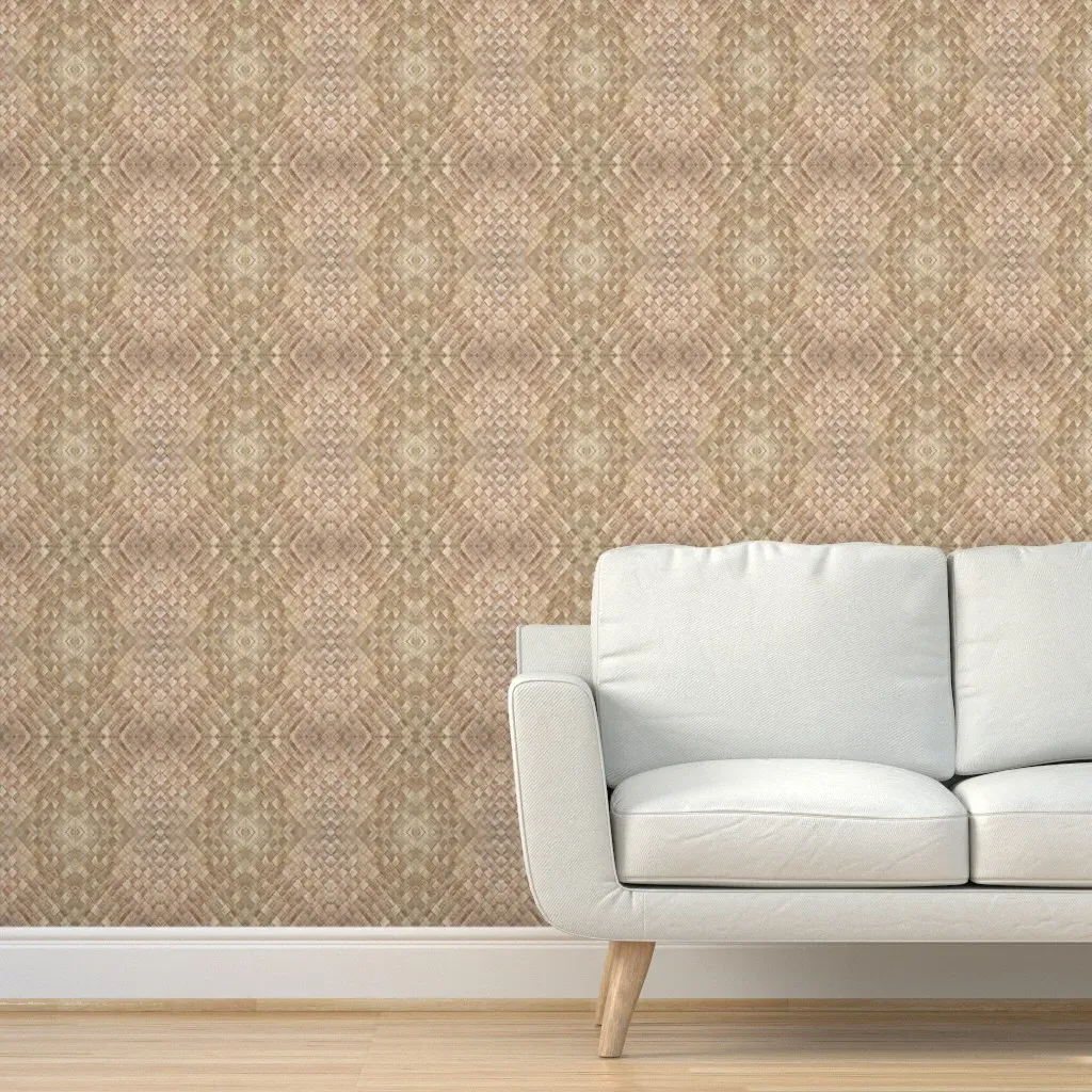 Triangle Weave Lauhala-Greige Peel and Stick Wallpaper - Brown product